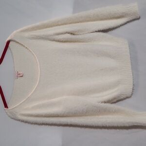 Victoria's Secret White Crew Neck Sweater Super Soft Furry Womans Size M Strechy
